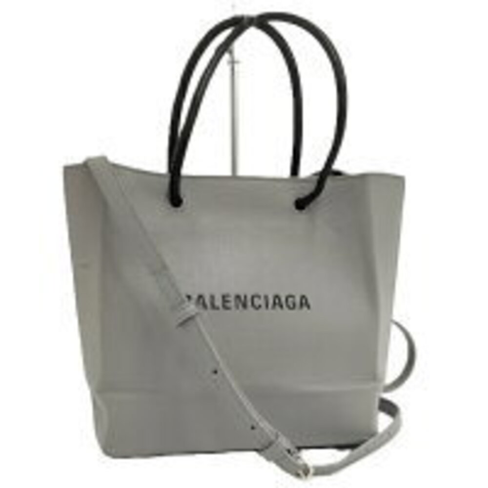 BALENCIAGA Shoulder Bag Shopping Tote XXS Leather Gray